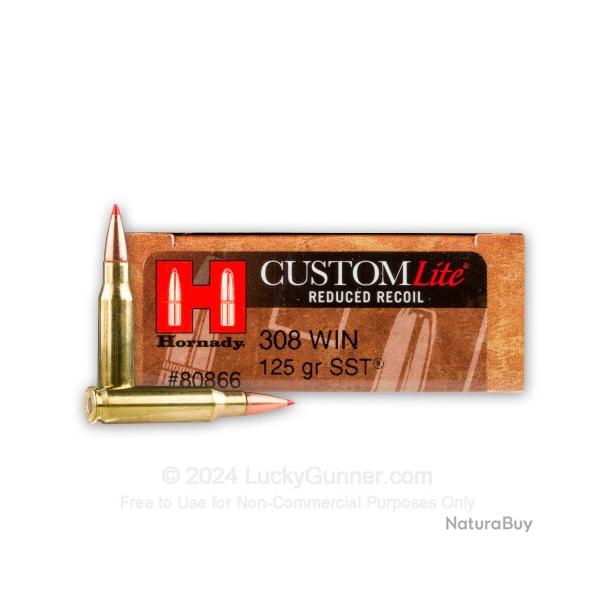 HORNADY CAL.308 WIN CUSTOM LITE REDUCED RECOIL 125GR SST