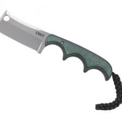 BEL2024 COUTEAU DE COU CRKT "MINIMALIST" LAME CLEAVER 5.5CM ACIER MANCHE RESINE VERT/NOIR NEUF