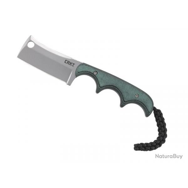 BEL2024 COUTEAU DE COU CRKT "MINIMALIST" LAME CLEAVER 5.5CM ACIER MANCHE RESINE VERT/NOIR NEUF