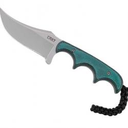 BEL2026 COUTEAU DE COU CRKT "MINIMALIST" LAME PERSIAN 7CM ACIER MANCHE RESINE VERT/NOIR + ETUI NEUF