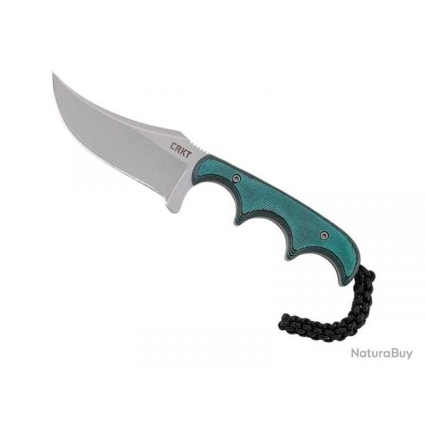 BEL2026 COUTEAU DE COU CRKT "MINIMALIST" LAME PERSIAN 7CM ACIER MANCHE RESINE VERT/NOIR + ETUI NEUF