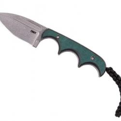 BEL2028 COUTEAU DE COU CRKT "MINIMALIST" LAME SPEAR POINT 5.5CM ACIER STONEWASHED + ETUI NEUF