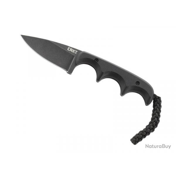 BEL2029 COUTEAU DE COU CRKT "MINIMALIST" LAME NOIRE DROP POINT 5.5CM ACIER MANCHE G10 NOIR NEUF