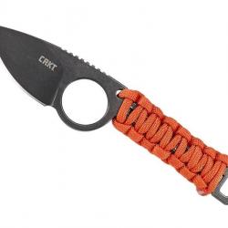 BEL2030 COUTEAU DE COU CRKT "TAILBONE" LAME 5.5CM ACIER BLACKWASH MANCHE CORDE ORANGE + ETUI NEUF