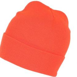 Bonnet Orange Fluo en Laine Fashion et Chaud avec Revers Eric Taille unique Orange