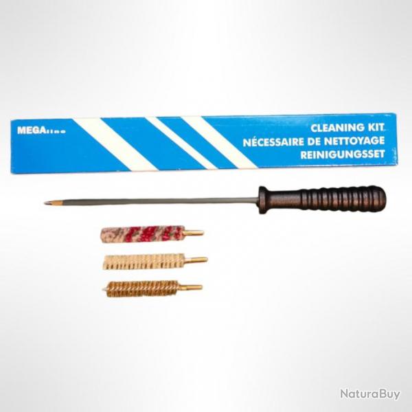 Kit de nettoyage MEGALINE pour arme courte calibre 9mm - Baguette + 3 couvillons