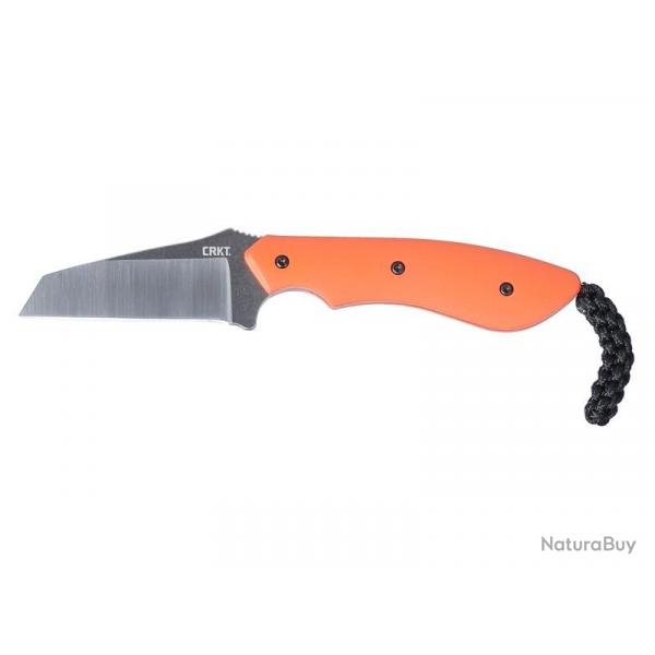 BEL2032 COUTEAU DE COU CRKT "S.P.I.T" LAME WHARNCLIFFE 6CM ACIER STONEWASHED MANCHE G10 ORANGE NEUF