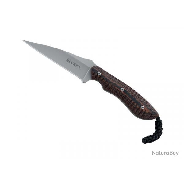 BEL2034 COUTEAU DE COU CRKT "S.P.E.W" LAME WHARNCLIFFE 7.5CM ACIER MANCHE G10 MARRON/NOIR +ETUI NEUF