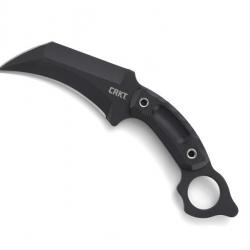 BEL2039 POIGNARD/GRIFFE CRKT "DU HOC" LAME DOUBLE TRANCHANT 12.5CM ACIER NOIR MANCHE G10 NOIR NEUF