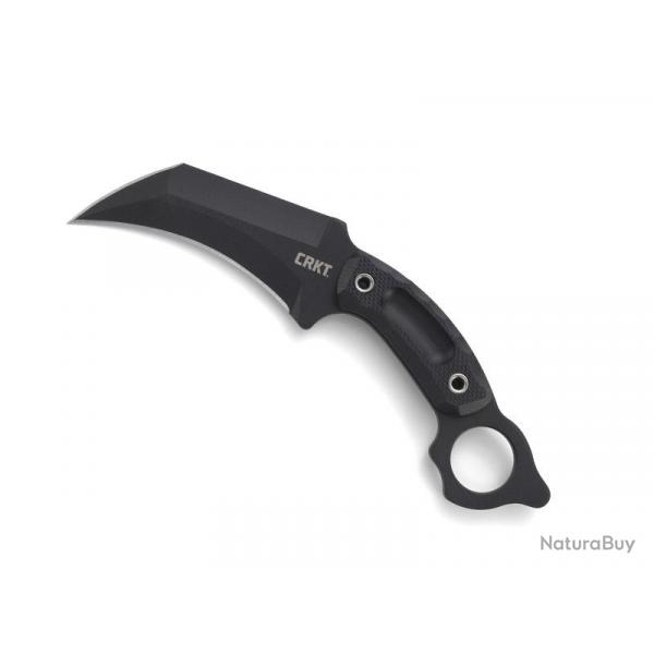 BEL2039 POIGNARD/GRIFFE CRKT "DU HOC" LAME DOUBLE TRANCHANT 12.5CM ACIER NOIR MANCHE G10 NOIR NEUF