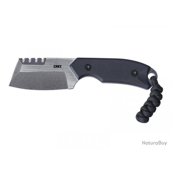 BEL2043 COUTEAU DE COU CRKT "RAZEL COMPACT" LAME CHISEL 6CM STONEWASHED MANCHE G10 NOIR + ETUI NEUF