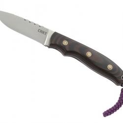 BEL2047 POIGNARD CRKT "HUNT'N FISCH" LAME 7.5CM ACIER DOS GUILLOCHE MANCHE G10 + ETUI CUIR NEUF