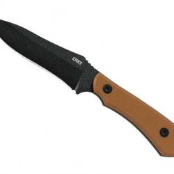 BEL2049 POIGNARD CRKT "RAMADI" LAME 11CM ACIER CARBONE MANCHE G10 MARRON +ETUI POLYESTER MARRON NEUF