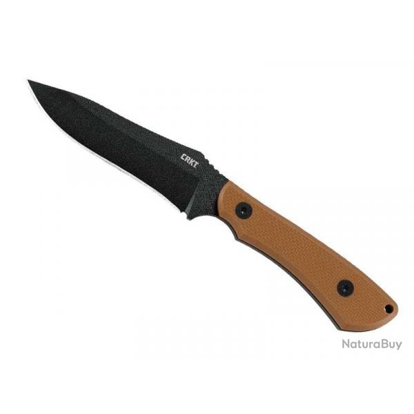 BEL2049 POIGNARD CRKT "RAMADI" LAME 11CM ACIER CARBONE MANCHE G10 MARRON +ETUI POLYESTER MARRON NEUF