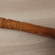 CANNE DE MARCHE vintage en bois laiton corbeau poignée noir canne