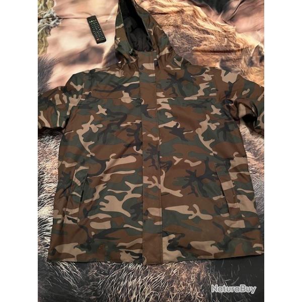 VESTE IMPERMEABLE CHAUDE 100 CAMO