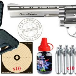 Pack Revolver à plombs 4,5 mm BB CO2 ASG Dan Wesson 6'' - Nickelé (3 joules) - PROMOTION