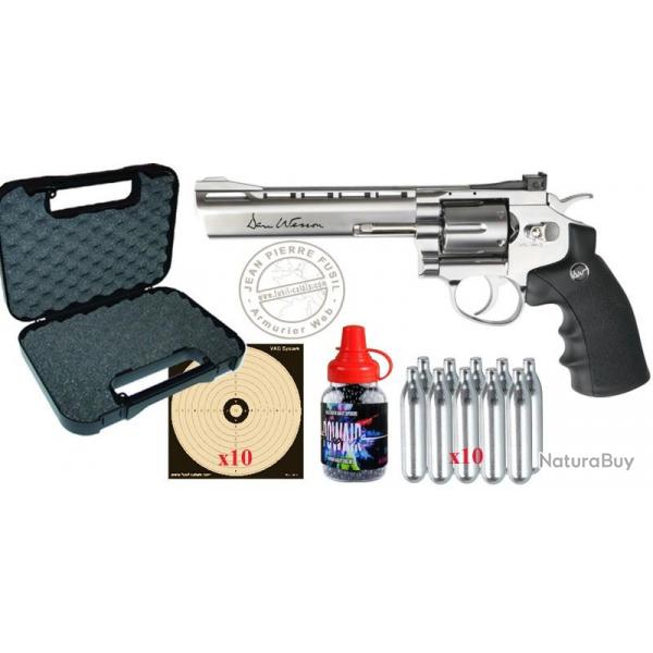 Pack Revolver  plombs 4,5 mm BB CO2 ASG Dan Wesson 6'' - Nickel (3 joules) - PROMOTION