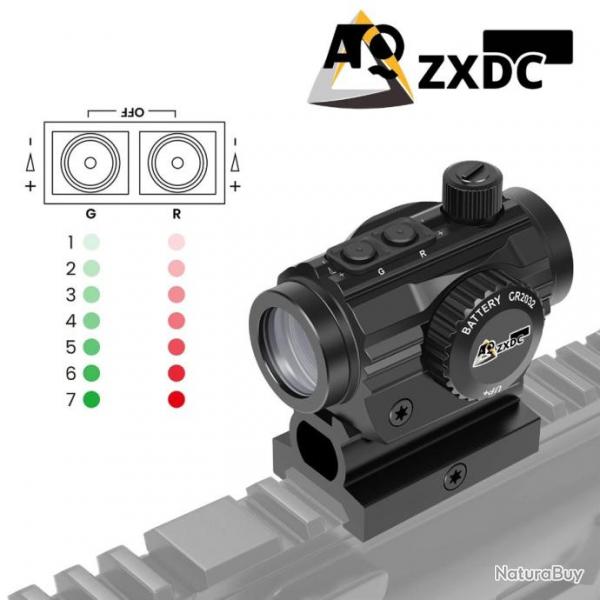 Monoculaire  points rouges et verts, 1x22mm, 5 MOA  kopcope avec monture Rise-LIVRAISON GRATUITE !!
