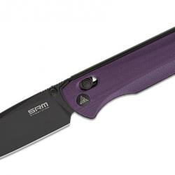 Couteau SRM 258L-GN Purple Drop Point Lame Acier D2 Manche G10 Clip Ambi Lock SRM258LGN