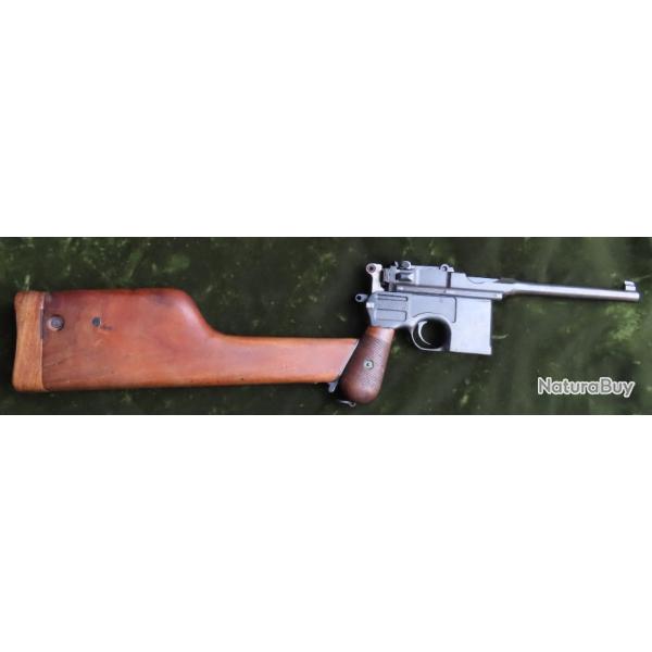 Pistolet semi-automatique Mauser C 96 calibre 7,63 Mauser modle 1912 avec tui crosse