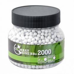 BILLES BBS 6MM COMBAT ZONE BLANCHE 0.20G BIDON X2000