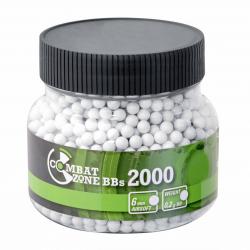 BILLES BBS 6MM COMBAT ZONE BLANCHE 0.20G BIDON X2000