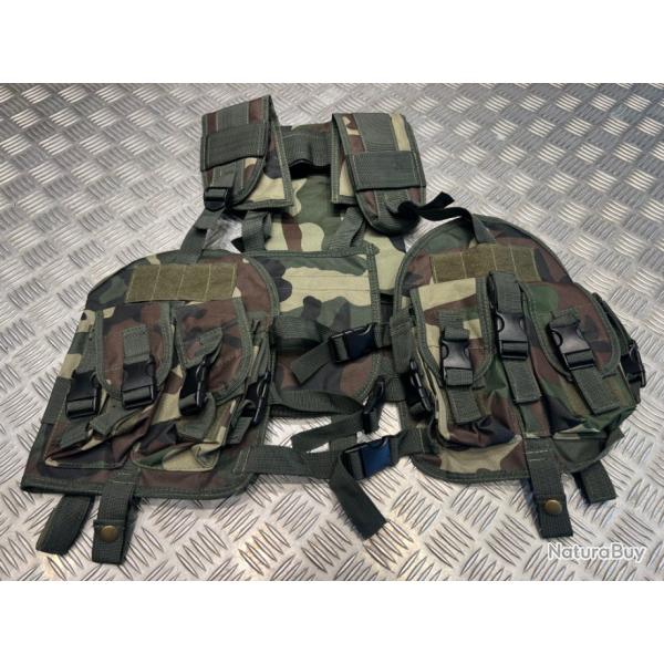 Gilet tactique 5 poches systeme molle et camo pour paintball ou airsoft neuf