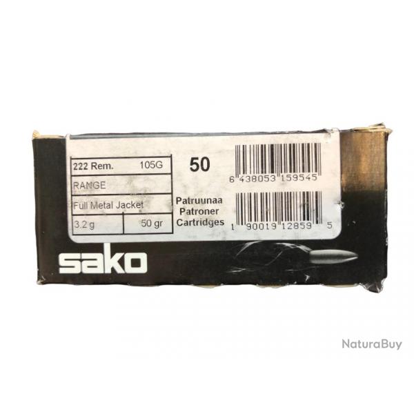 CARTOUCHES SAKO CAL 222 rem SAKO RANGE - FMJ - 50 Gr (3.2Grammes) - Boite de 50