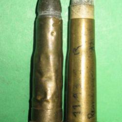 Deux cartouches 11 mm Remington 43 Egyptien Guerre 70/71