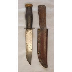 Couteau de Chasse type BOWIE étui cuir vintage