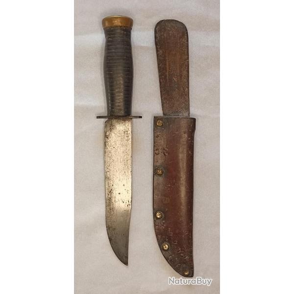 Couteau de Chasse type BOWIE tui cuir vintage