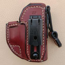 Holster "Inside" IWB en cuir marron, Droitier pour Glock 26