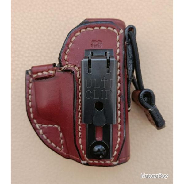 Holster "Inside" IWB en cuir marron, Droitier pour Glock 26