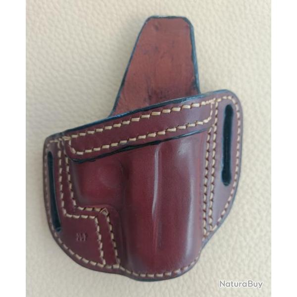 Holster cuir marron, droitier, pour GLOCK 26