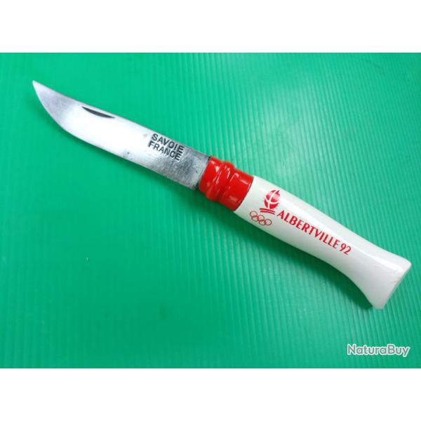 OPINEL  CUSTOM  :   JEUX OLYMPIQUES   1992  .  "  ALBERTVILLE  "  .   SAVOIE   FRANCE  SUR  LAME  .
