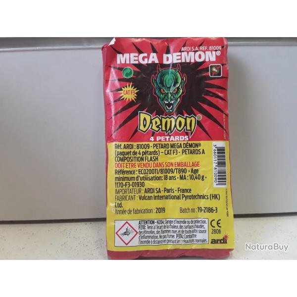 ARDI18 PAQUET DE 4 PETARDS DEMON MEGA DEMON  NEUF