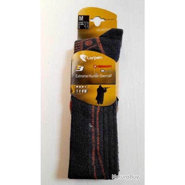 Chaussettes LORPEN T3 PRIMALOFT Extreme Hunter Overcalf HAUTE ANTRACITE Taille M L XL