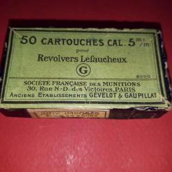 Boite incomplète SFM de 33 Cartouches 5MM Broche N°8000 Poudre Noire pour revolver Lefaucheux