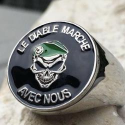 1 bague légion étrangère  2 REP  parachutiste ,foreign legion,fremdenlegion,militaire,armée, silver