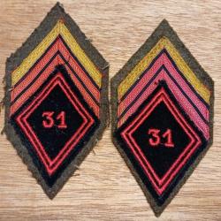 2 écussons patch de manche mod. 45 - 31ème Régiment du Génie - caporal-chef