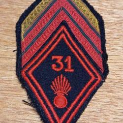 Ecusson patch de manche mod. 45 - 31ème Régiment d'Infanterie - caporal-chef