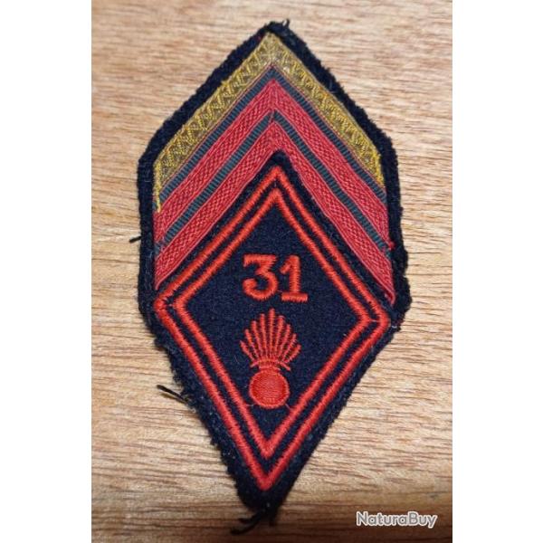 Ecusson patch de manche mod. 45 - 31me Rgiment d'Infanterie - caporal-chef