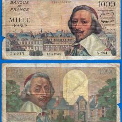 France 1000 Francs 1956 Serie V Richelieu Billet Franc Frcs Frc Frs