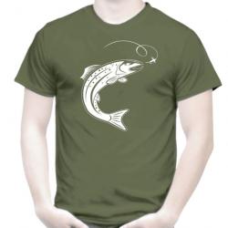 T-SHIRT TRUITE carnassier pêche à la mouche Hameçon Leurre Toc Idée cadeau pêcheur Anniversaire Noël