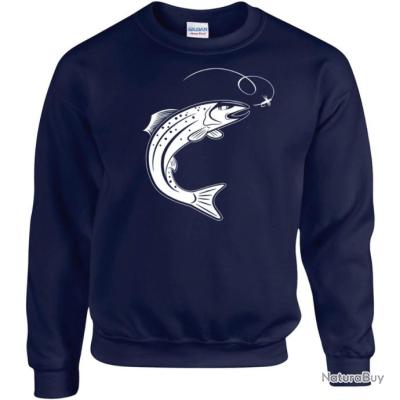 Grand sweat-shirt noir vintage ABU GARCIA pêche pour la vie lac