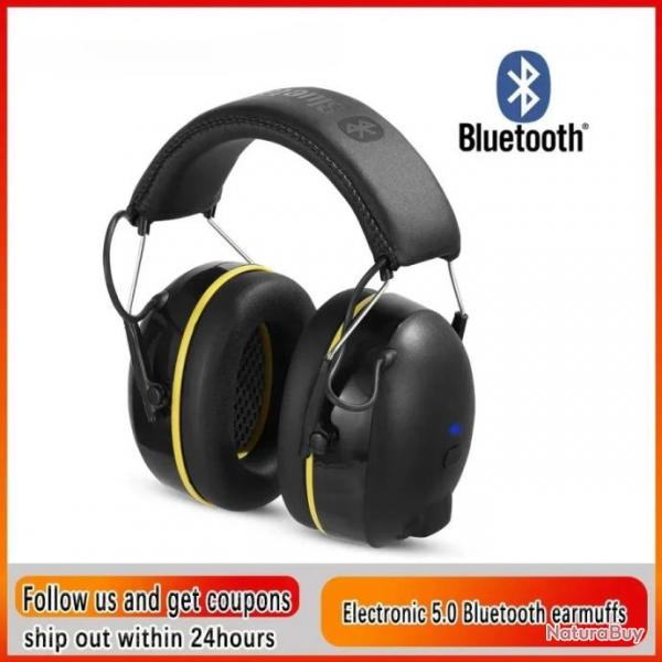 Casque de Protection Auditive Bluetooth AM/FM Rduction de Bruit 25 dB Batterie Rechargeable