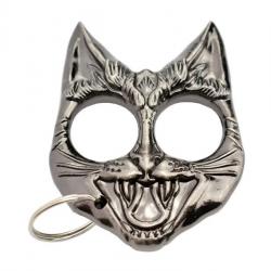 BEL2091 POING AMERICAIN MAX KNIVES "TETE DE CHAT" ACIER CHROME 8X6CM AVEC ANNEAU PORTE CLE NEUF