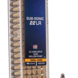 100 Cartouches CCI SUBSONIC 22 Lr - 40 gr 1050 fps