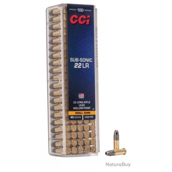 100 Cartouches CCI SUBSONIC 22 Lr - 40 gr 1050 fps